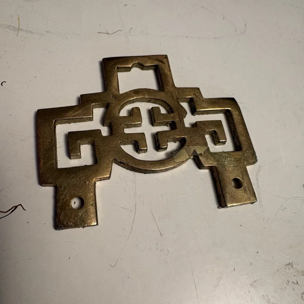 Two Vintage Asian Brass Picture Hangers Chinoiserie Hardware Made in Hong Kong